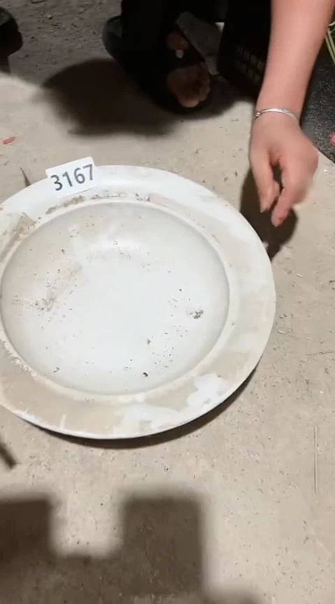 3167瑕疵色差白色煎盘一个