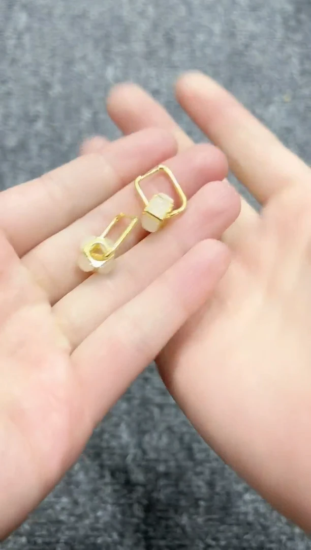 【闪购商品】和田玉耳饰银S925镶嵌耳坠06