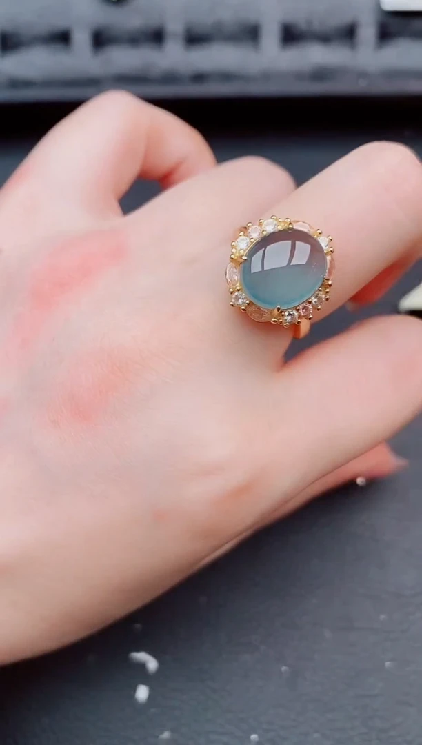 翡翠戒指银S925镶嵌天然a货翡翠190