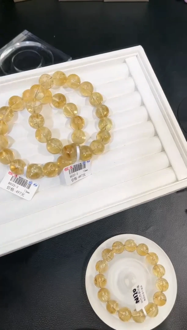 【闪购商品】水晶手链未镶嵌多样性发一黄阿赛13mm