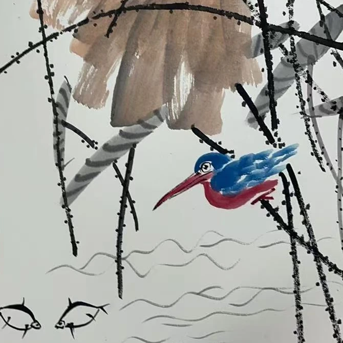 橱窗展示/乐雅文化艺术中心/孔庆旭/宣纸国画/带证书