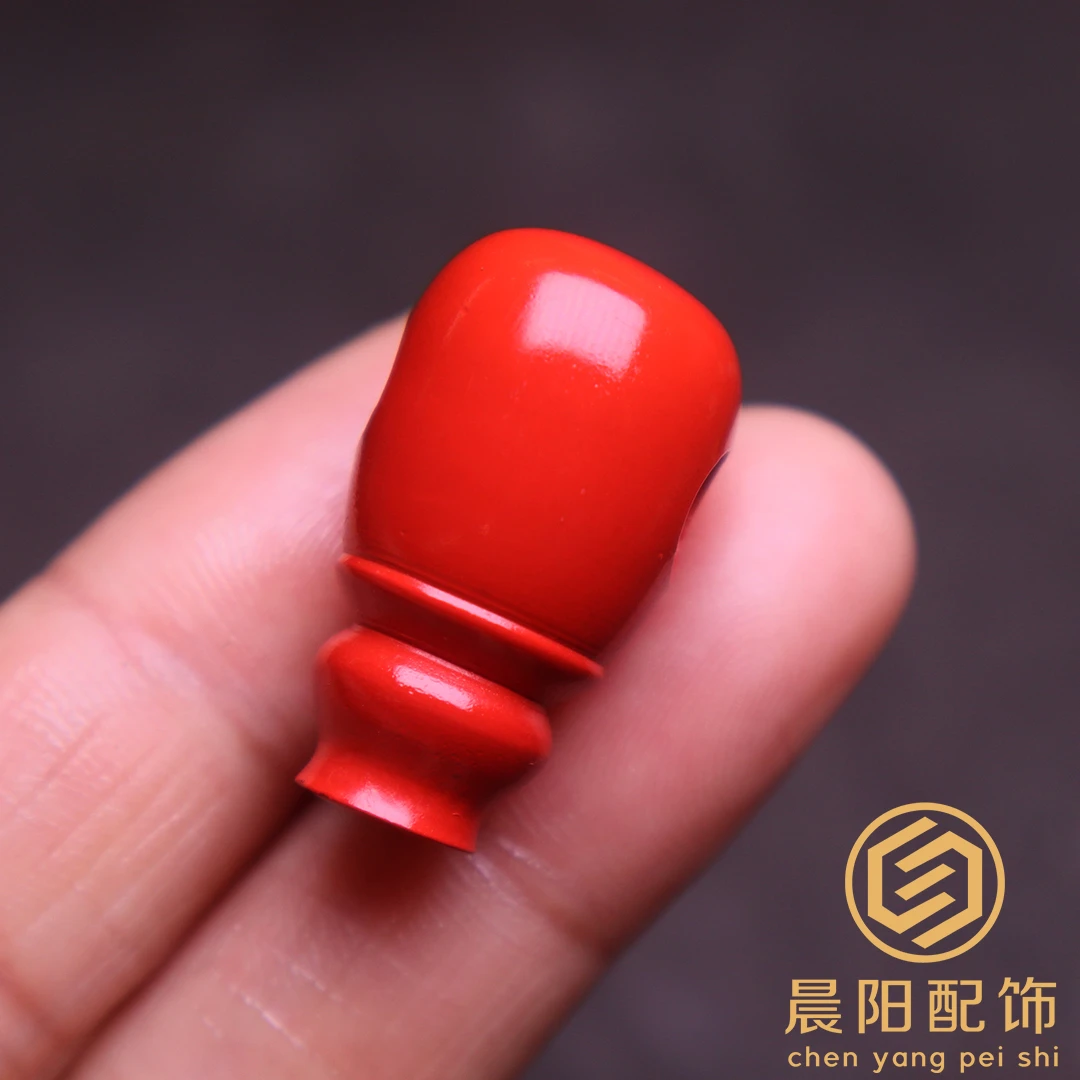 含辰砂工艺品朱砂高含量红砂光面三通金刚佛头菩提手长串文玩配饰