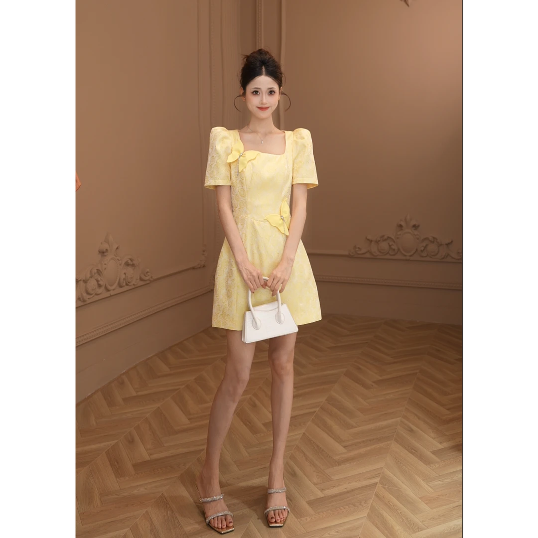 【柒老板定制】新款轻奢名媛气质小众复古高级感连衣裙15393