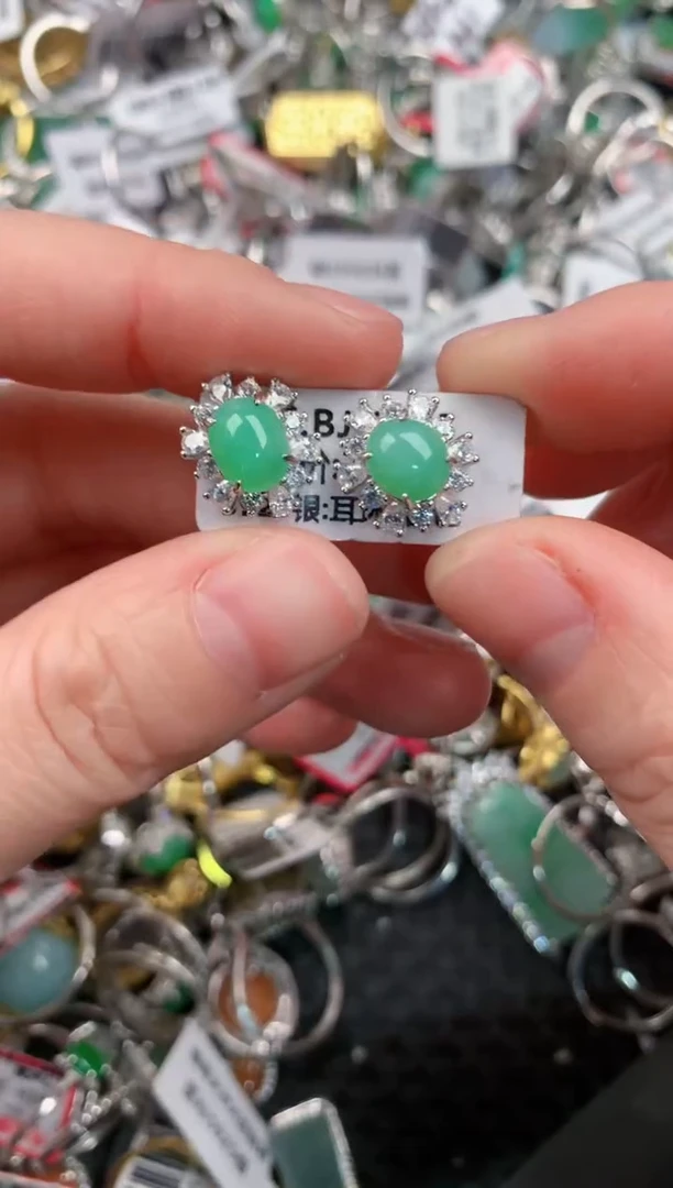 银S925镶嵌戒指翡翠222---5