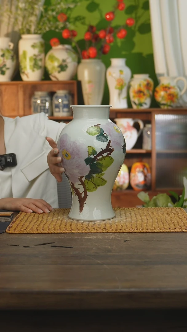 瓷片景德镇纯手工手绘花器摆件