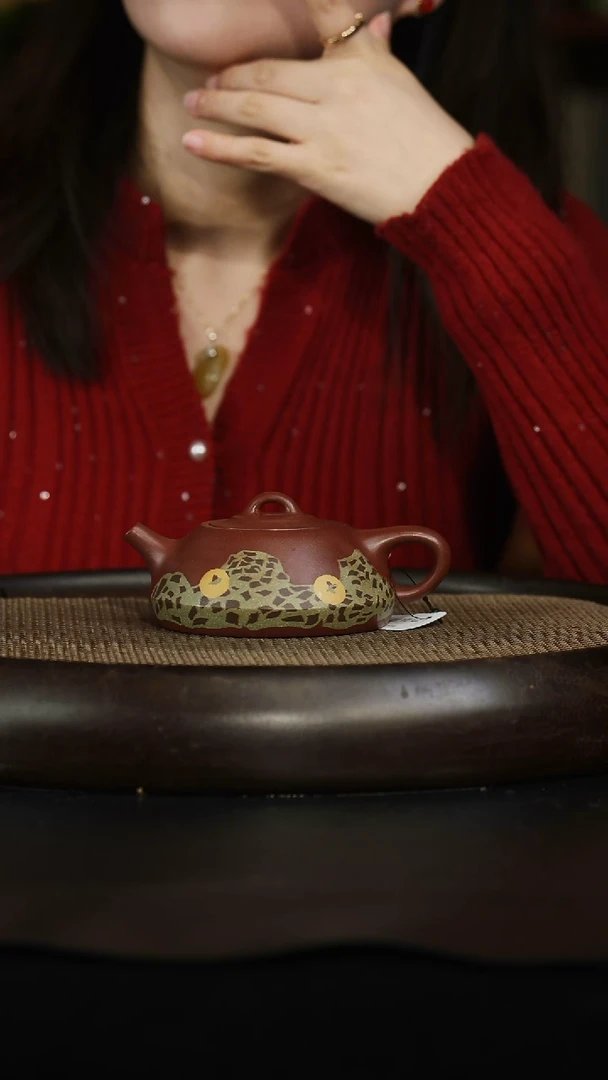 茶壶紫砂紫砂壶27 绞泥 底槽清 金钱豹 230cc左右