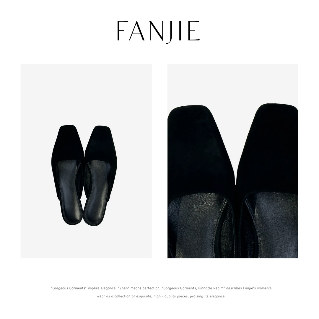 梵届主理人推荐时尚小众设计款时尚懒人平底黑色休闲鞋XSS52102