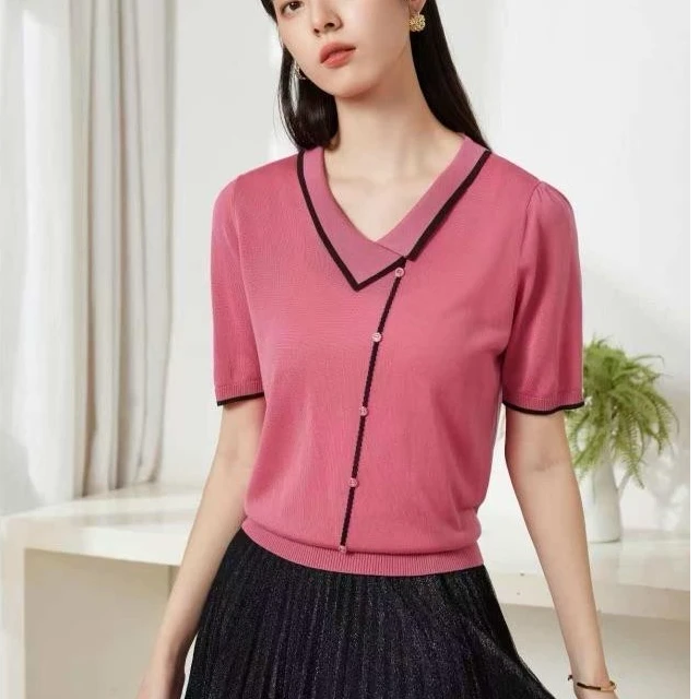 天丝短袖30035新款上新时尚简约上衣气质