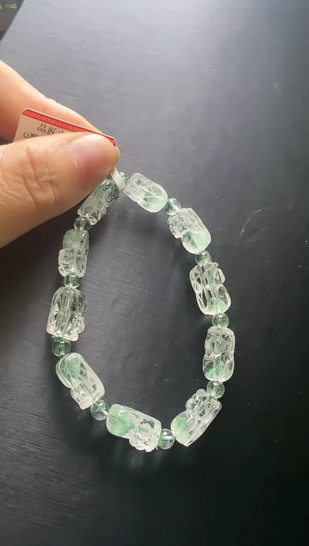 水晶手串未镶嵌翠幽灵貔貅手串  JP50202