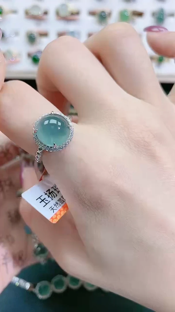 银S925镶嵌戒指翡翠天然翡翠