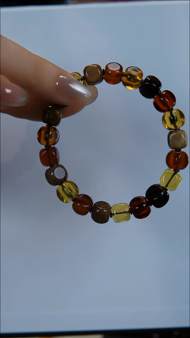 手链琥珀未镶嵌天然琥珀9+多宝方糖手串