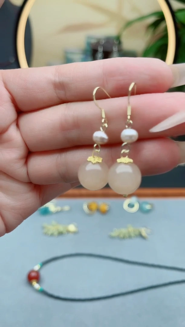 玛瑙/玉髓耳饰银S925镶嵌660