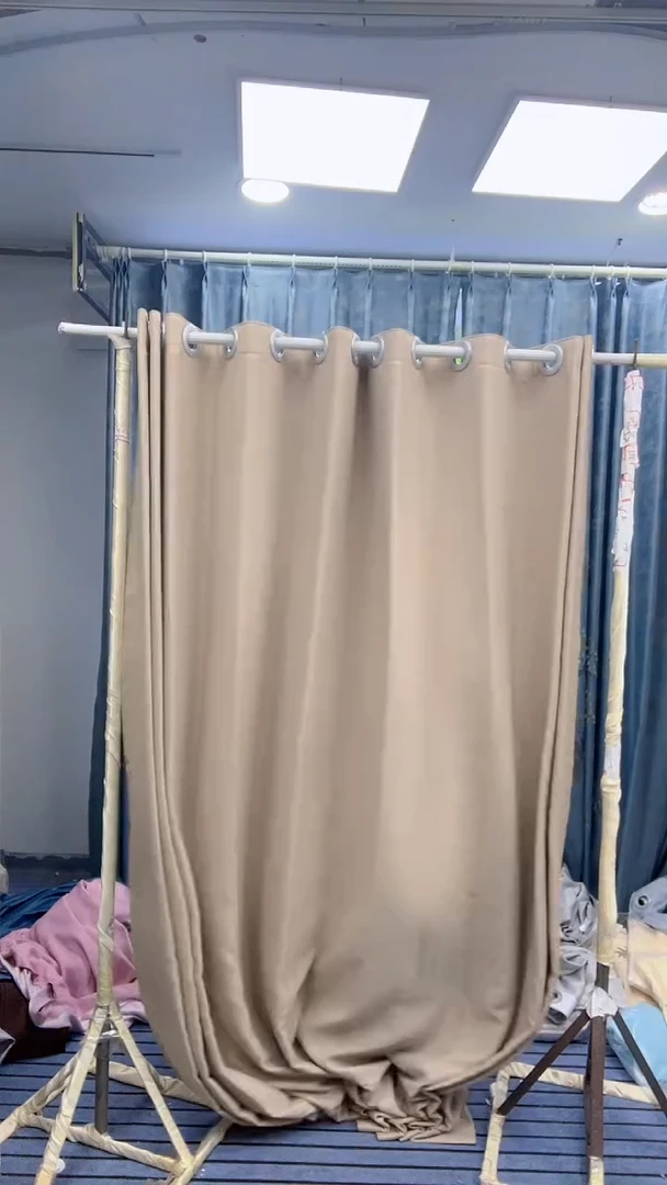 混纺棉麻40号 繁华 奶茶 6米*-2.4 成品窗帘批发