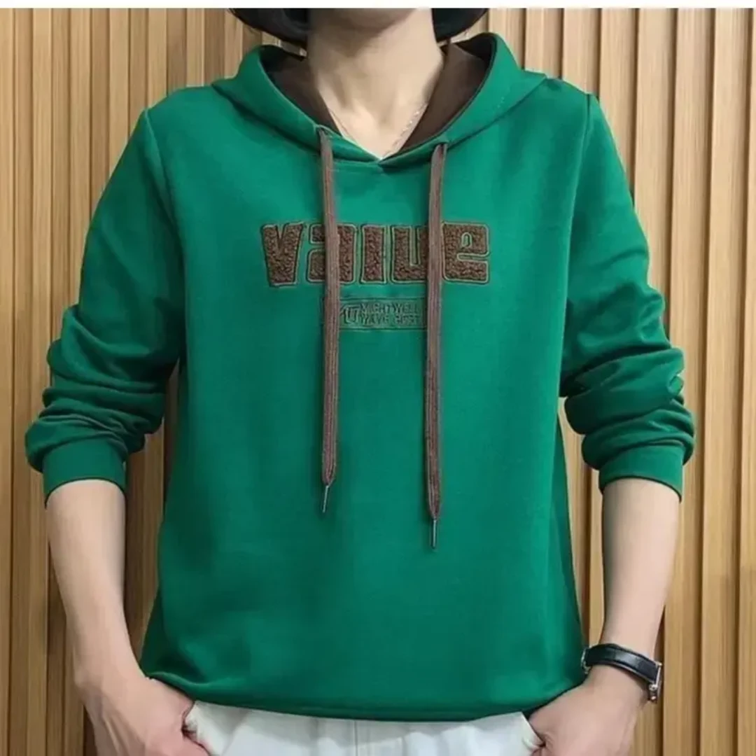 *精梳棉*2025春季连帽时尚休闲长袖卫衣字母撞色洋气宽松显瘦上衣