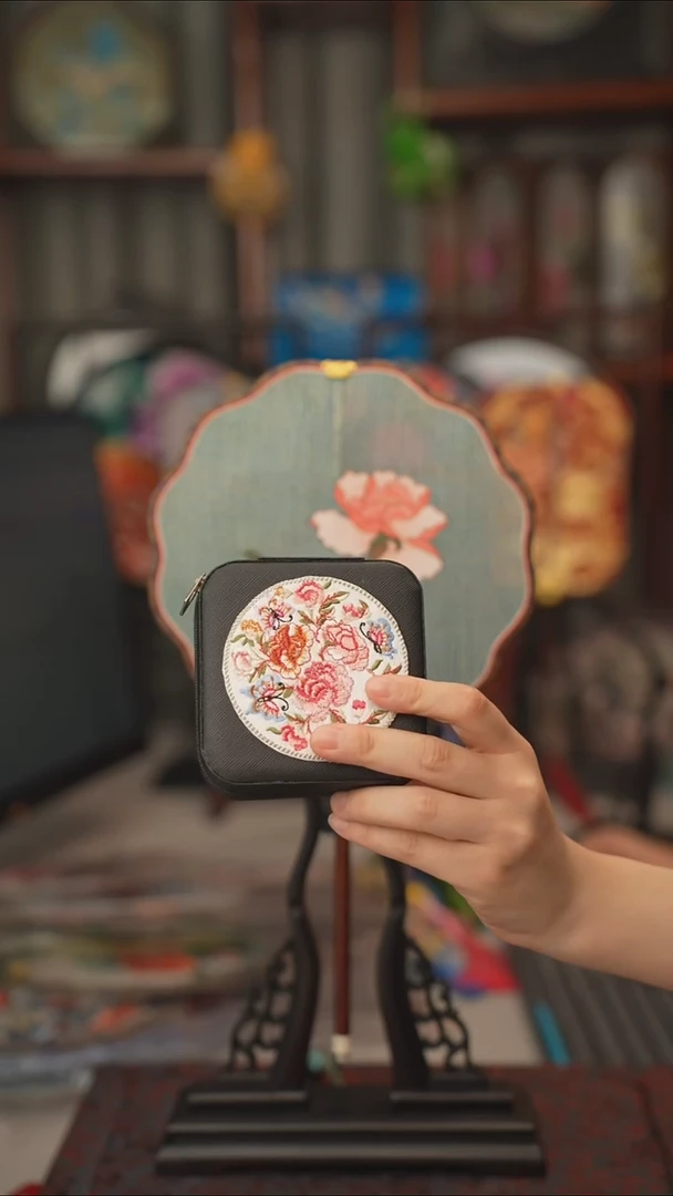 扇子团扇 绣花双面非遗