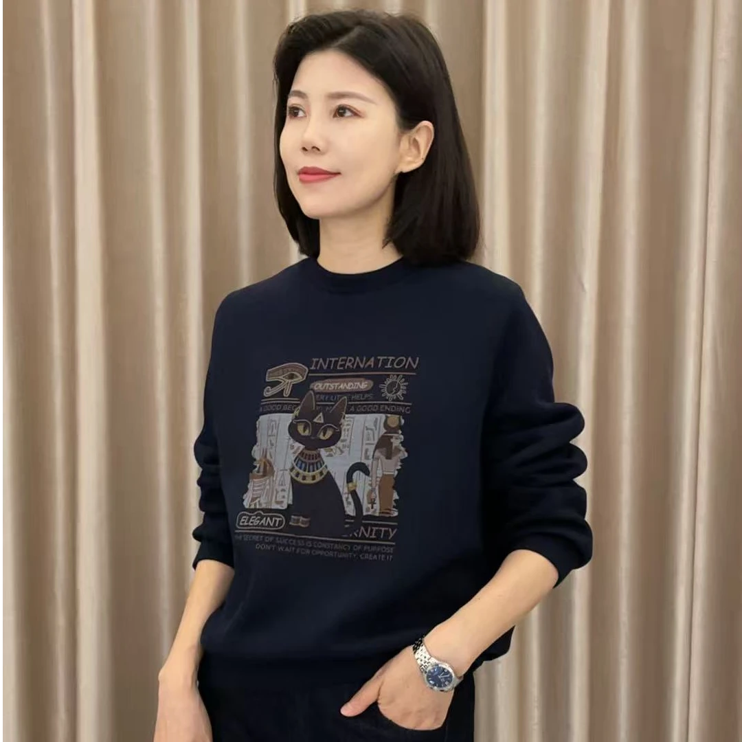JY25早秋秋冬时尚保暖卫衣圆领套头款印花运动