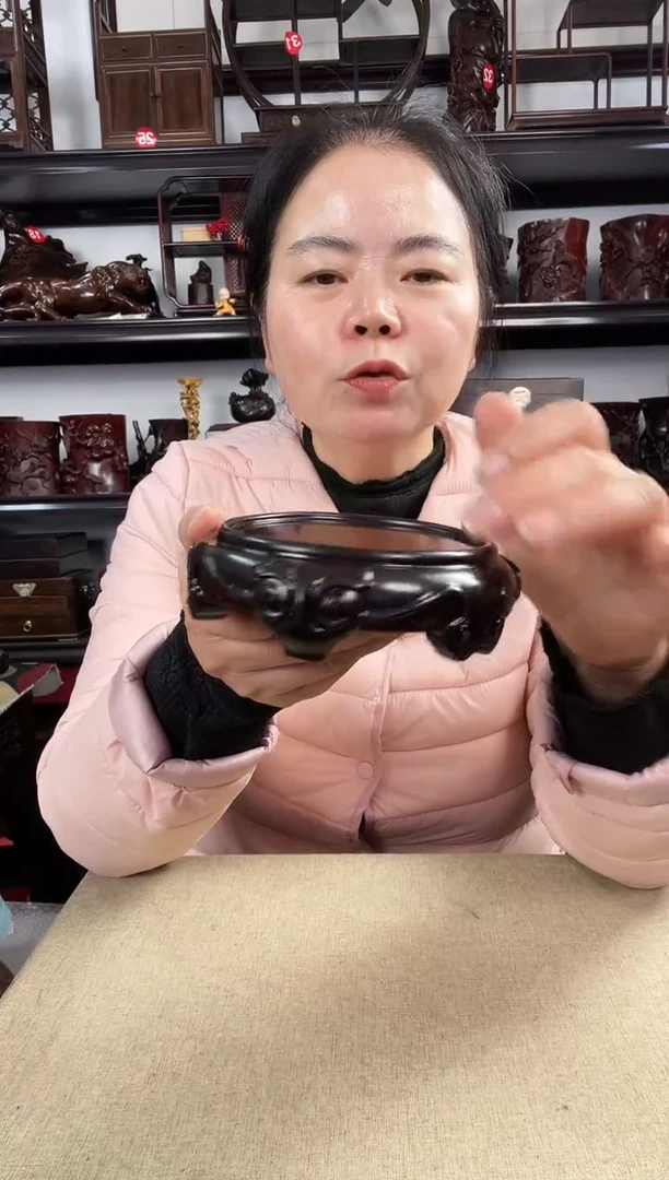 木羊头底座老李红木工艺品