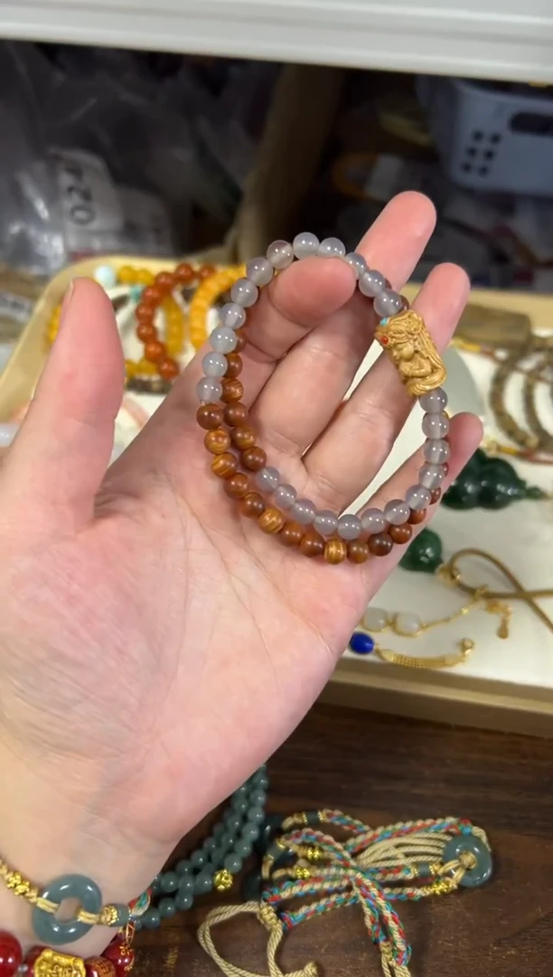 柏木（崖柏）手串/手链红油崖柏扎基拉姆款双圈手链[2383]