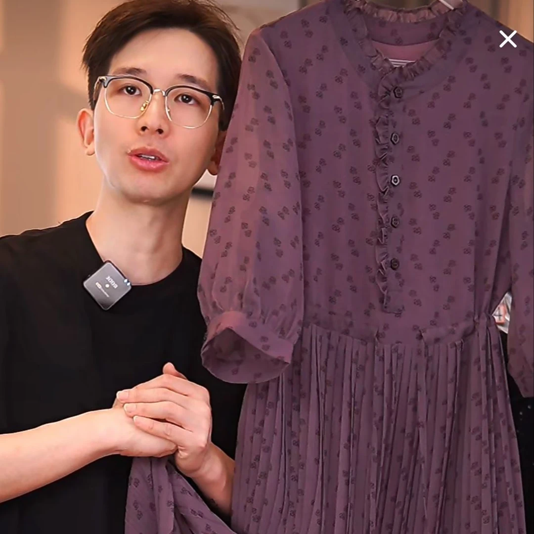 K311紫色碎花XW气质高雅连衣裙显瘦时尚女士简约百搭