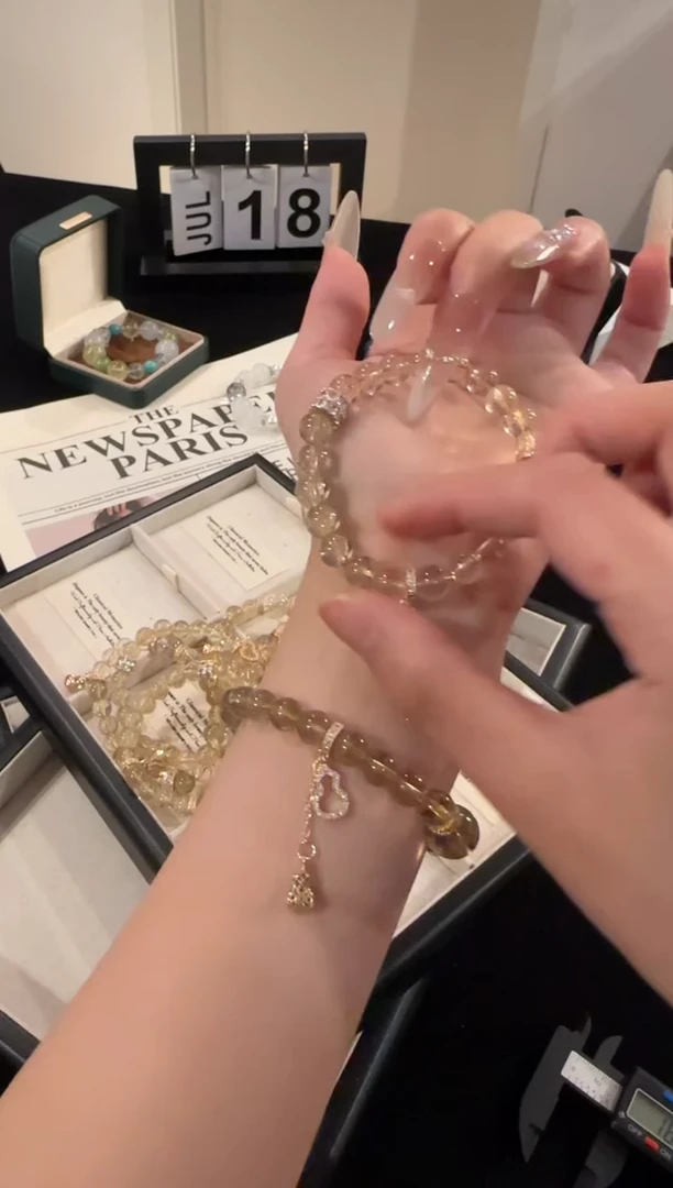 水晶手串合金金发晶x2067