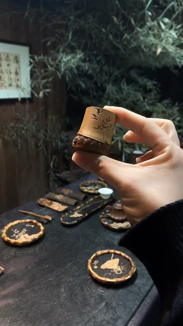 竹鞭刻竹盖置.......