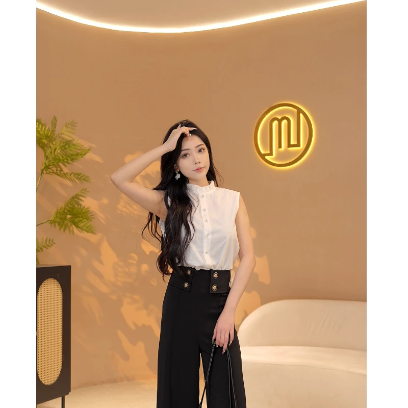 QH80173Q木耳边领子百搭文艺衬衣