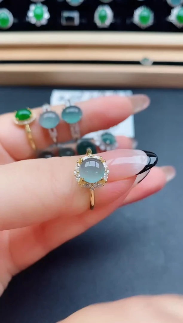 翡翠戒指银S925镶嵌50805