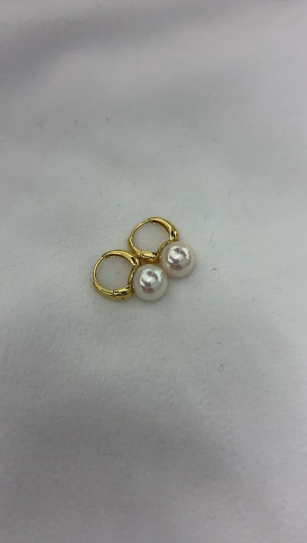 18K金镶嵌耳饰海水珍珠耳扣8.5-9