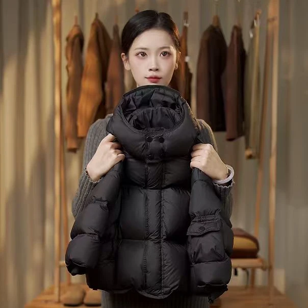 【小森熊】【现货】冬季儿童韩版时尚双倍充绒加厚连帽白鸭绒羽绒服