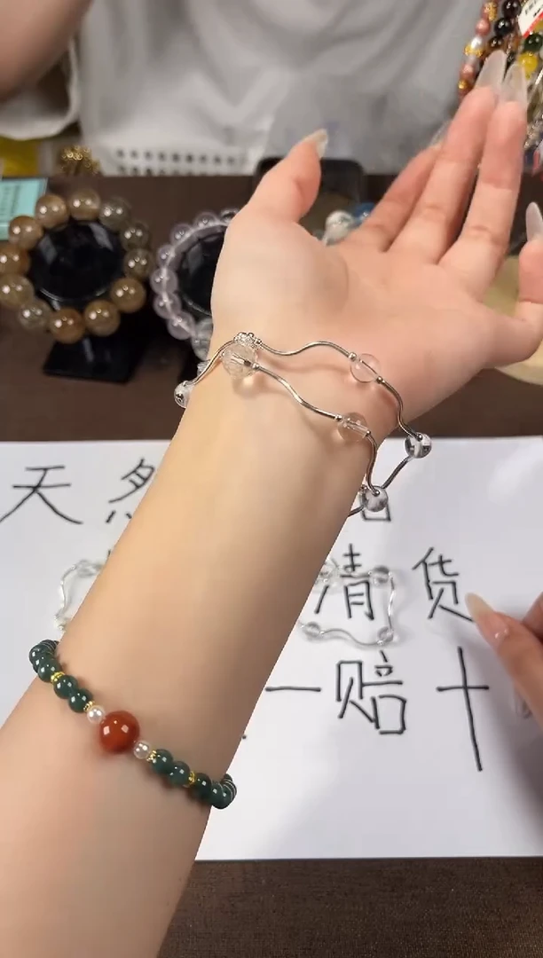 水晶手链未镶嵌白水晶双圈弯管