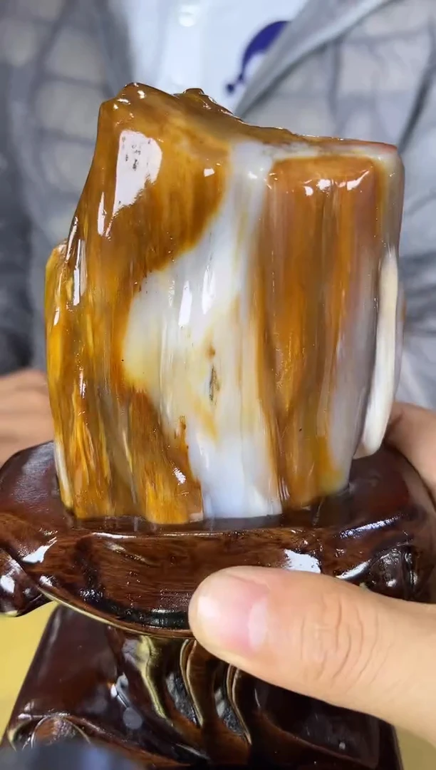 缅甸天然树化玉摆件