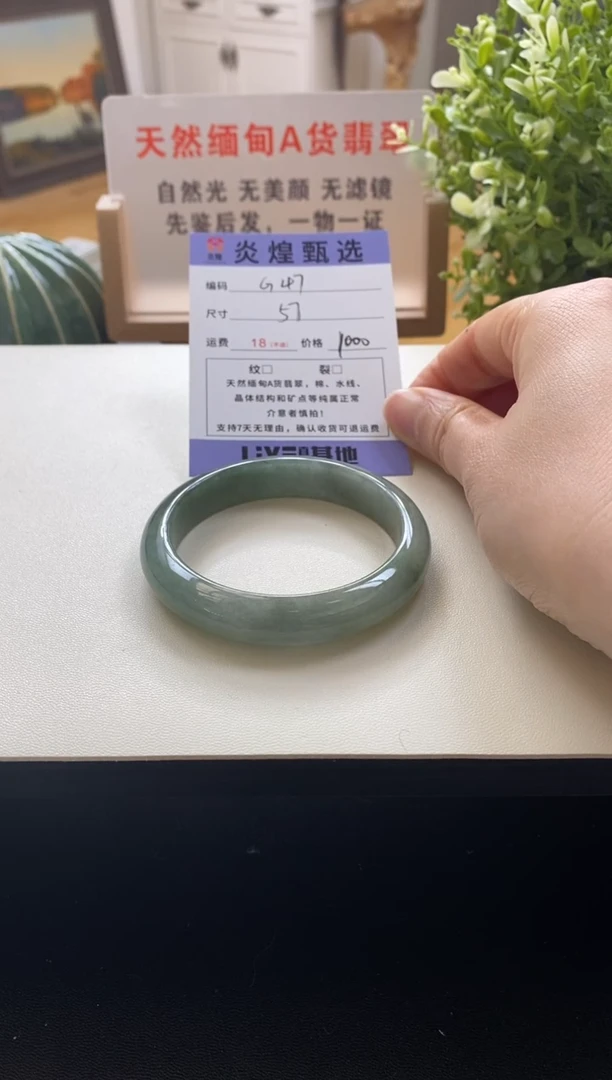 未镶嵌手镯翡翠圈口57编码g47