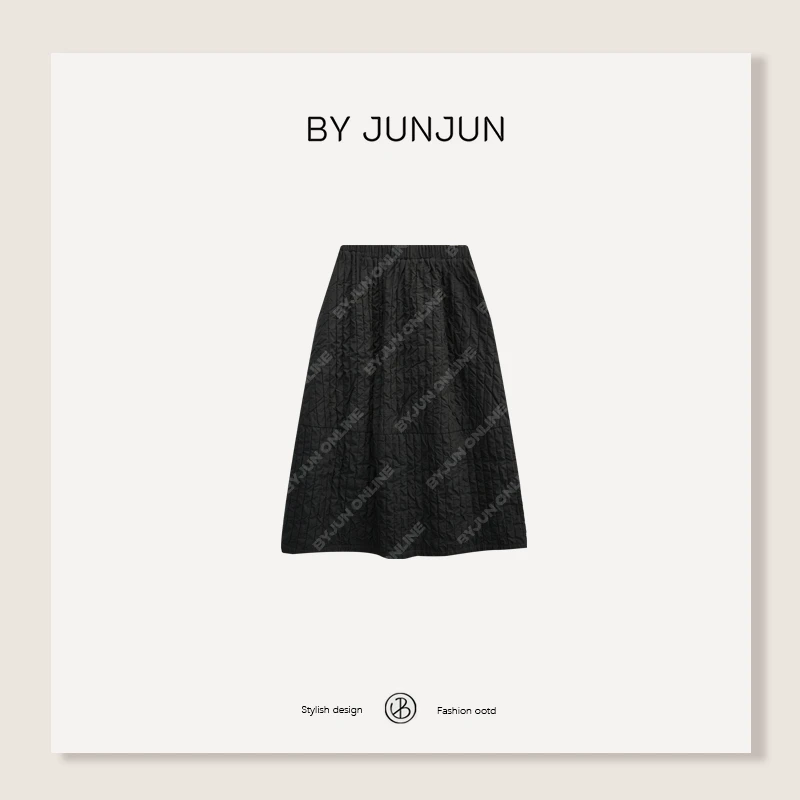 Byjunjun 花苞分割珩线棉裙冬季加厚半身裙高级女装