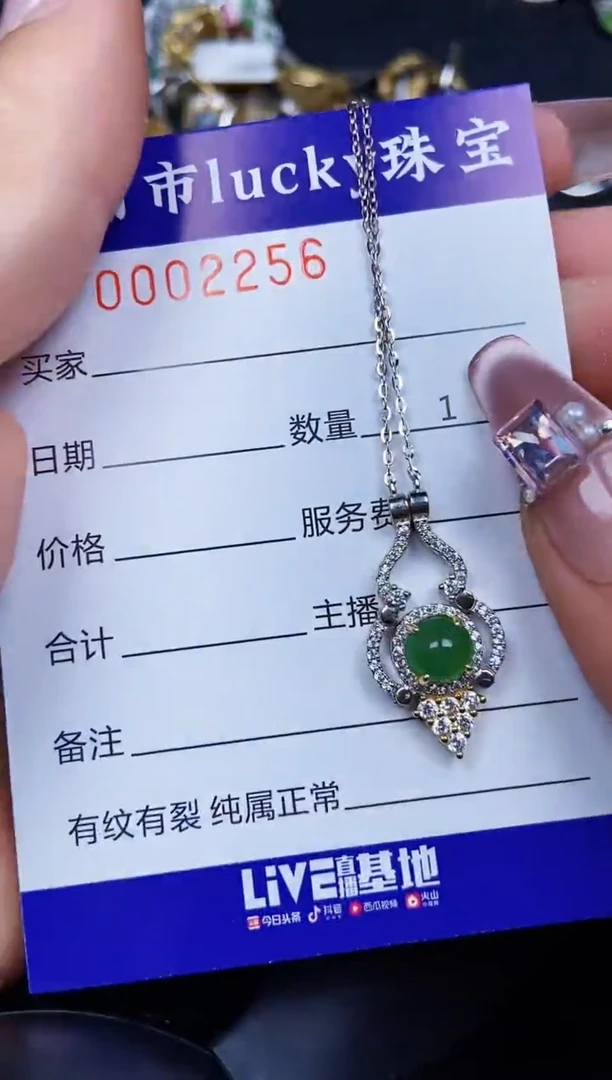 翡翠银S925镶嵌颈饰2256