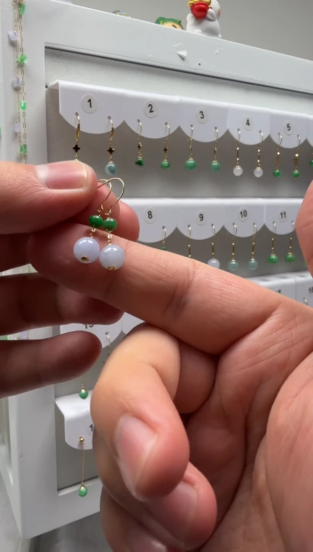 18K金镶嵌翡翠耳饰缅甸天然翡翠a货