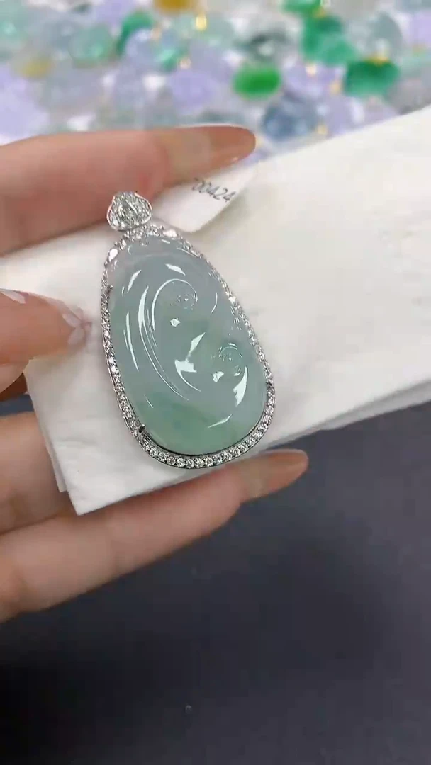 颈饰银S925镶嵌翡翠a货假一赔三支持复检百元上9元证书费自理