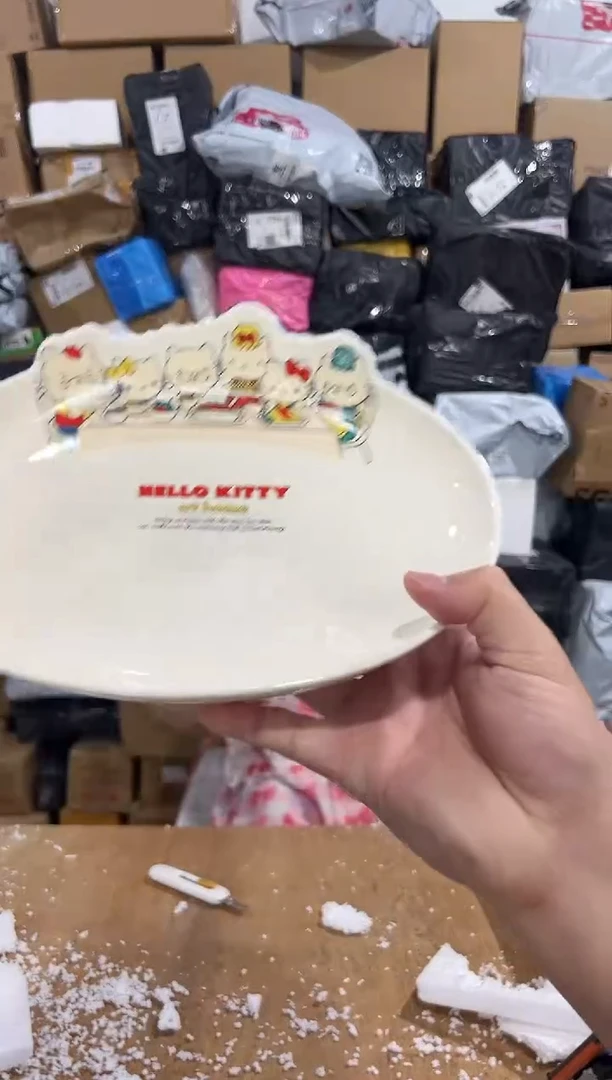 瓷片原盒kt猫一家人合集餐盘