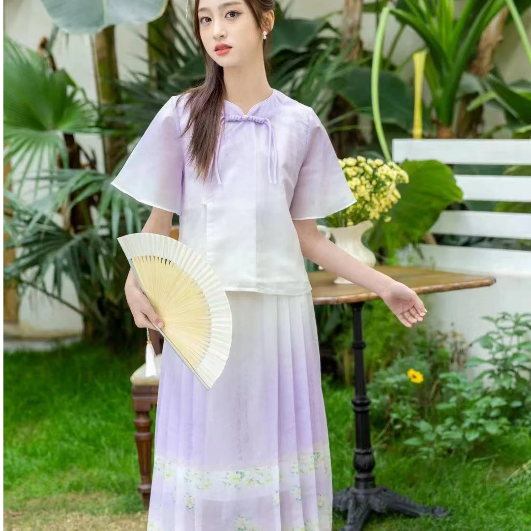 夏季新款女孩儿童装大版民族风国风汉服两件套飞翔24-35