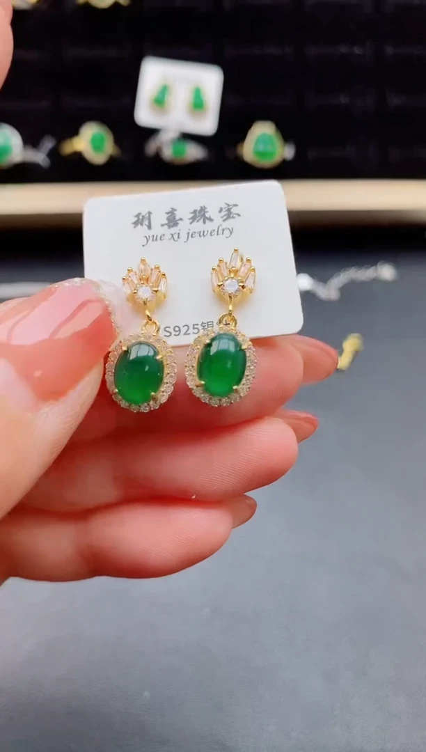【闪购商品】翡翠耳饰银S925镶嵌12121212
