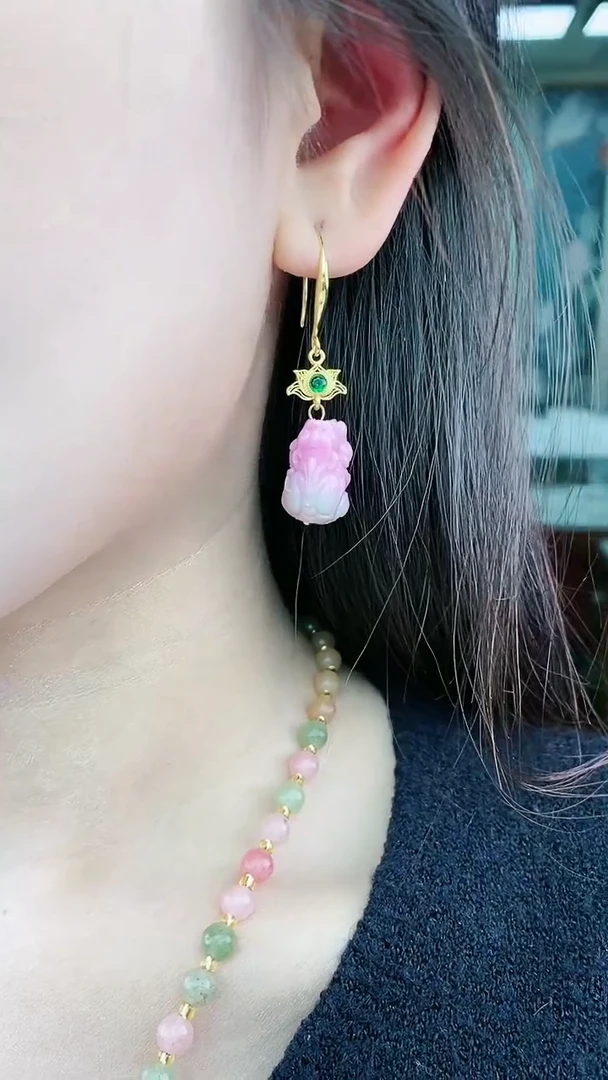 【闪购商品】玛瑙/玉髓耳坠14K金镶嵌R51耳坠