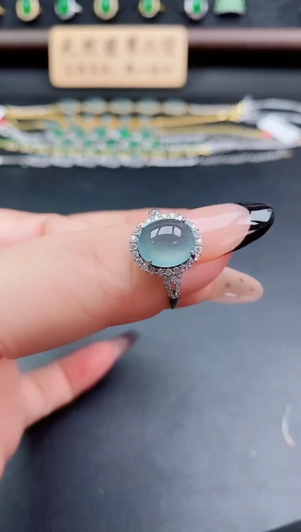 银S925镶嵌戒指翡翠1