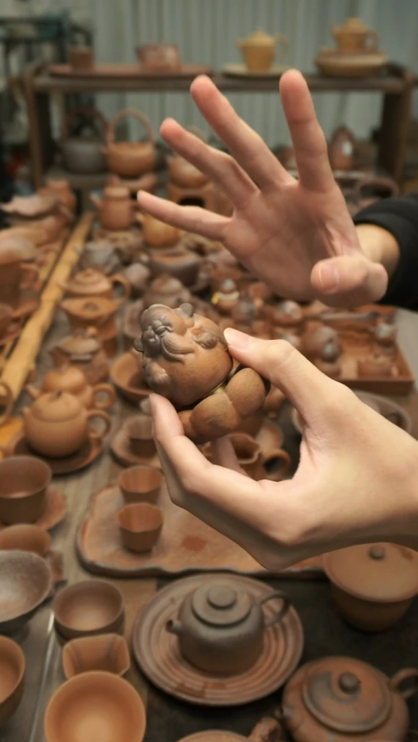 财源滚滚来  转转财神  茶宠摆件