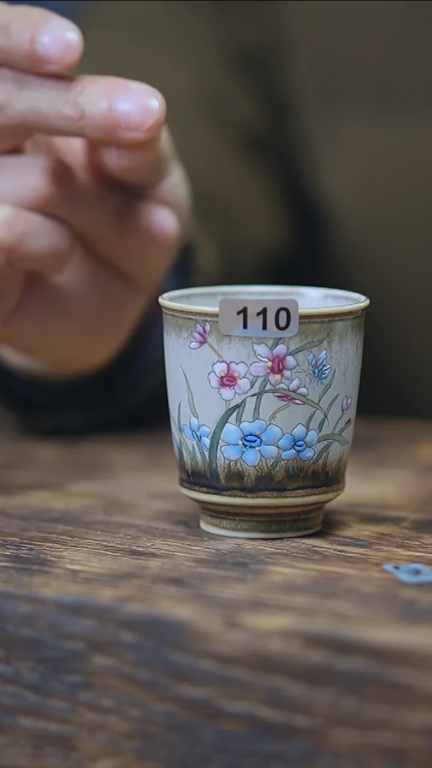 【闪购商品】110景德镇手绘兰花窑变单杯