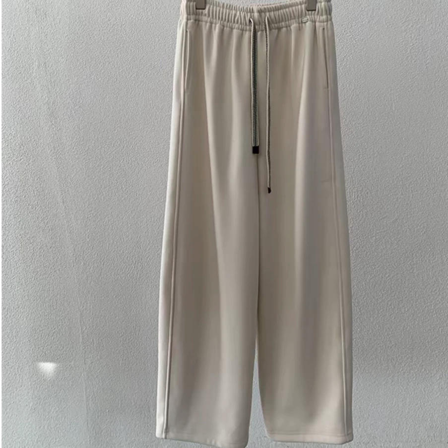 【26820】羊绒抽绳松紧腰加绒直筒裤