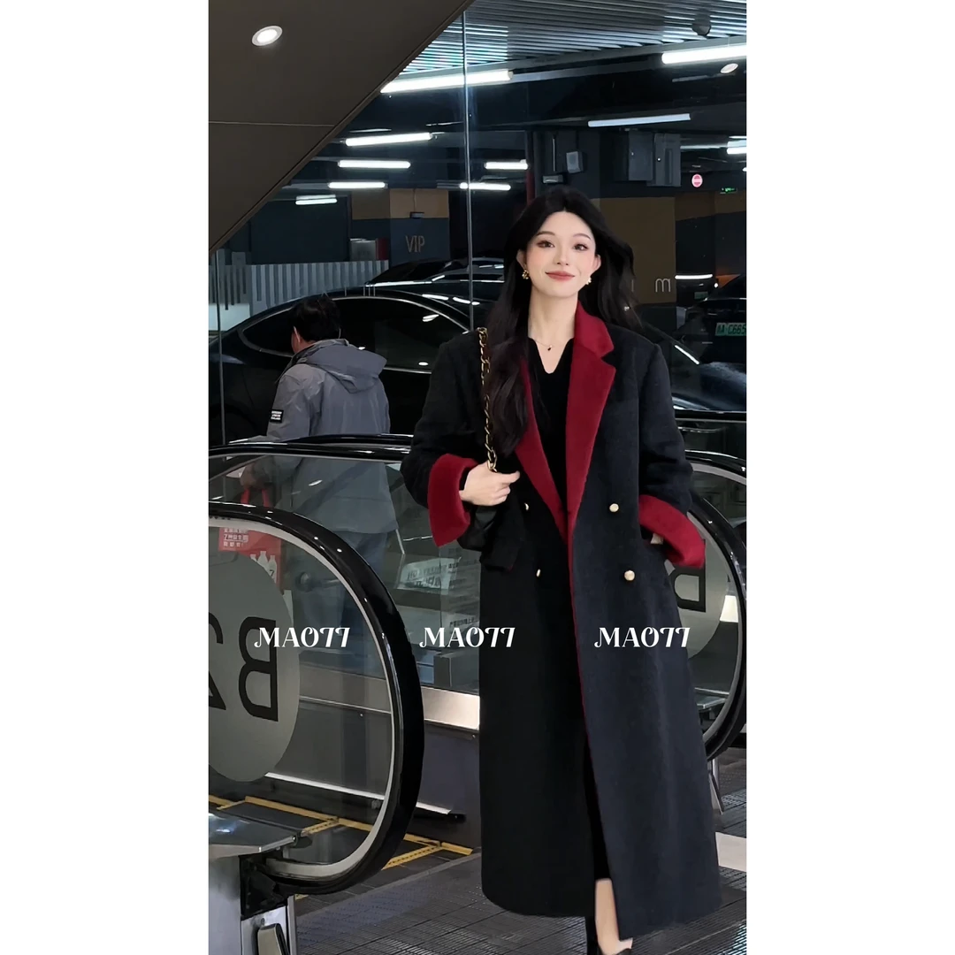 【弗里假日】气质时尚宽松长款羊毛羽绒大衣4DWJJ7994