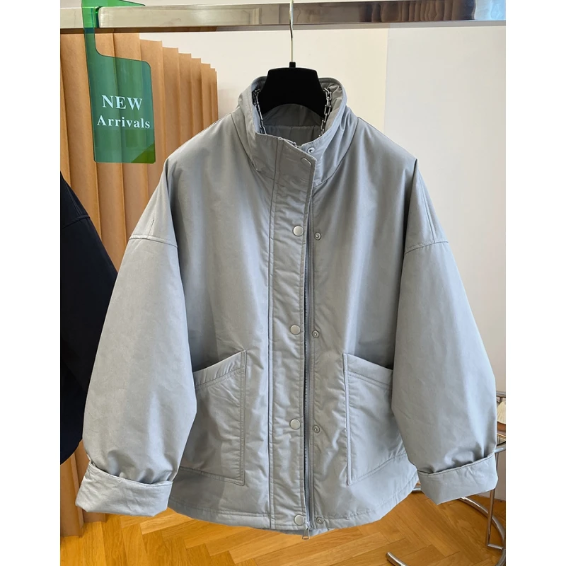 冬季立领棉服女中长款2025新款宽松遮屁股洋气不臃肿夹棉衣外套