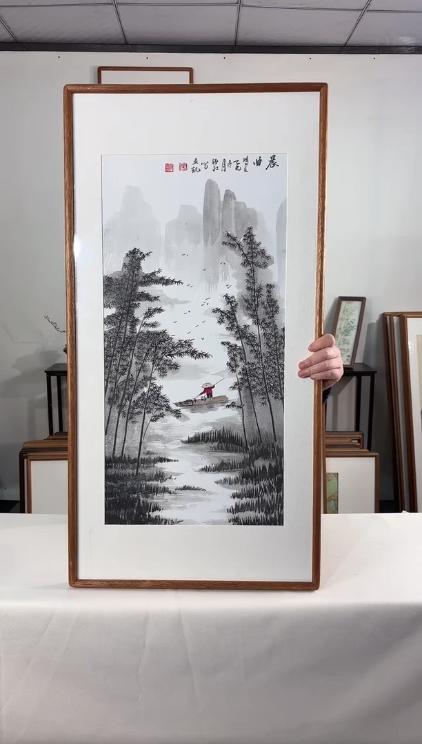 国画手绘*晨曲*47*92cm