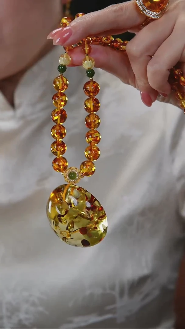 琥珀（花珀）项链未镶嵌花珀平安扣