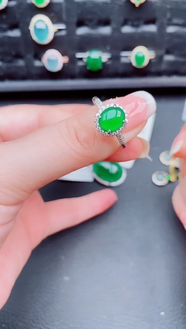 翡翠戒指银S925镶嵌天然a货翡翠199