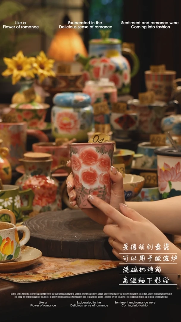 陶瓷景德镇高温釉下彩绘设计师款式